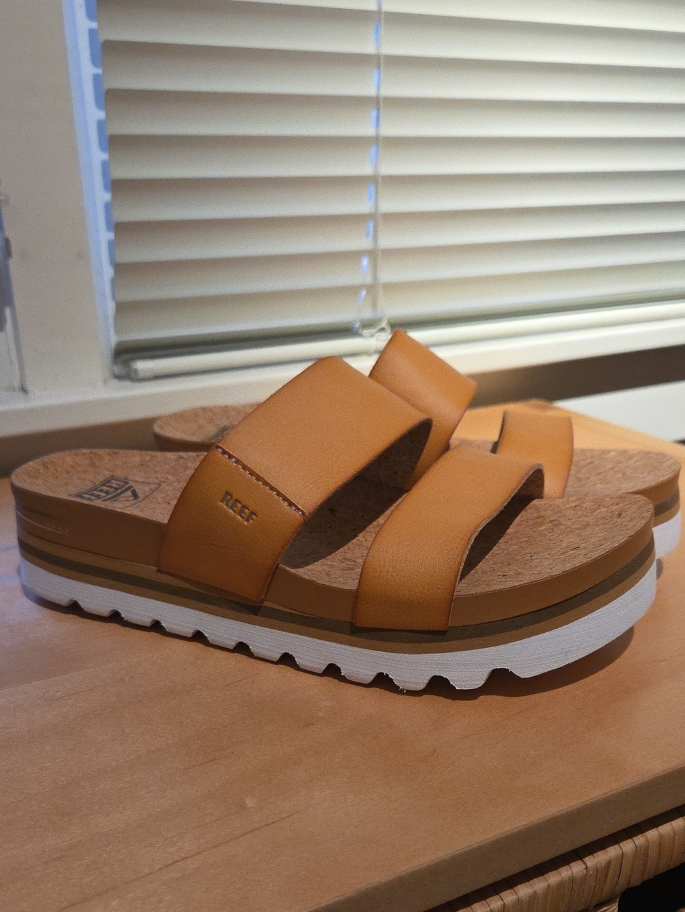 Reef Women’s Cognac Double-Strap Platform Slide Sandals